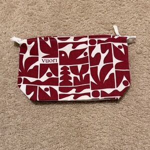 Vuori Burgundy and White Graphic Cosmetic Bag